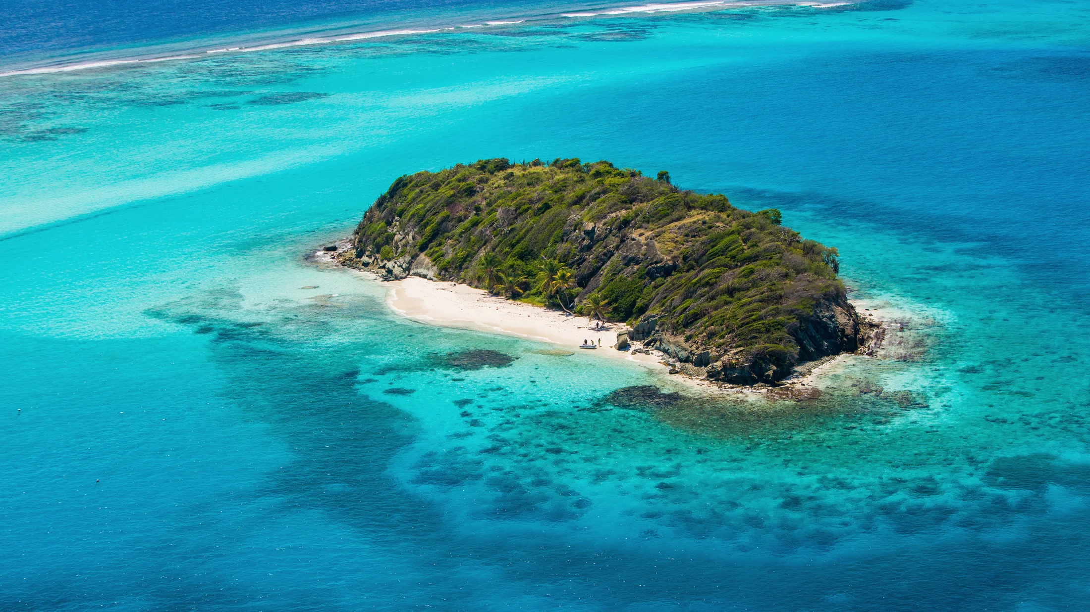 Aerial view of the Tobago Cays in the Grenadines